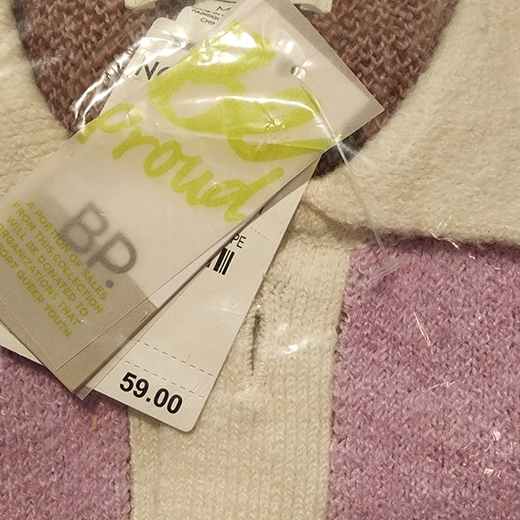 NWT BP Be Proud Pride Pinm Distorted Stripe Polo Rugby Oversized Sweater Sz M - Picture 6 of 6